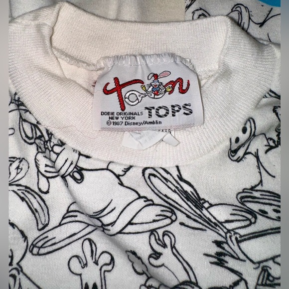 Toon Tops Disneys Roger Rabbit 1987 Vintage Single Stitch White Shirt Size 12 - Picture 4 of 6